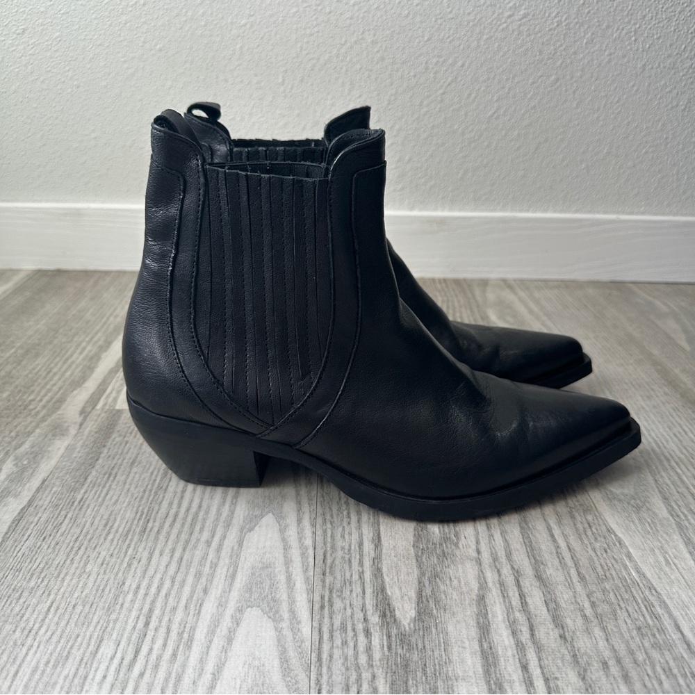 Emanuele Crasto Black Leather Western Ankle Boots 40 9 - Picture 3 of 14